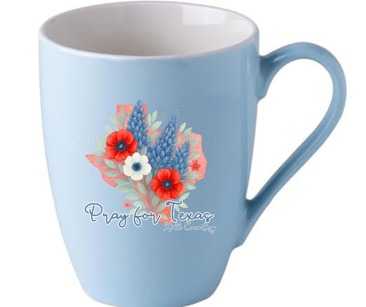 Pray for Texas- Robin Blue 16oz Coffee Mug – UV Resin Design