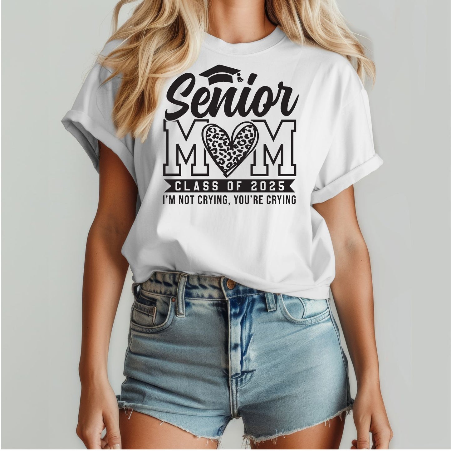 Senior Mom Leopard Heart T-Shirt Short/Long Sleeve