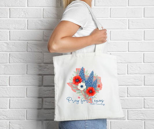 Pray for Texas- Reusable Cotton Tote Bag – 16" x 14"